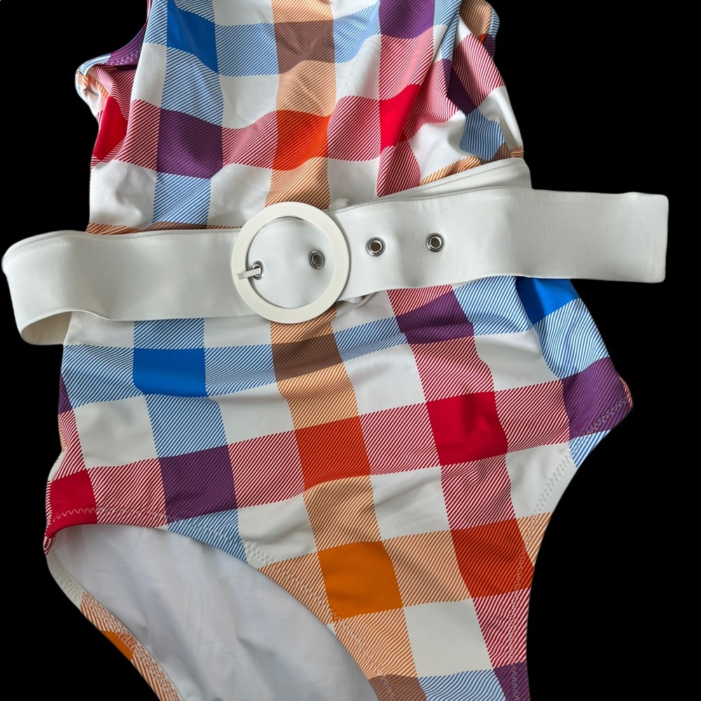 Solid & Striped Nina Belt One Piece in Beach Plaid - Picture 10 of 16